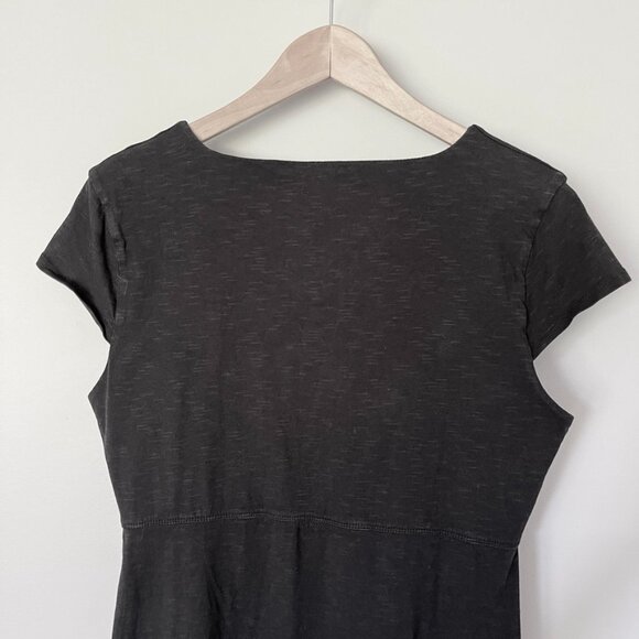 Toad & Co Dress Size Large Rosemarie Cap Sleeve Knee Length Black Organic Cotton - Picture 7 of 10